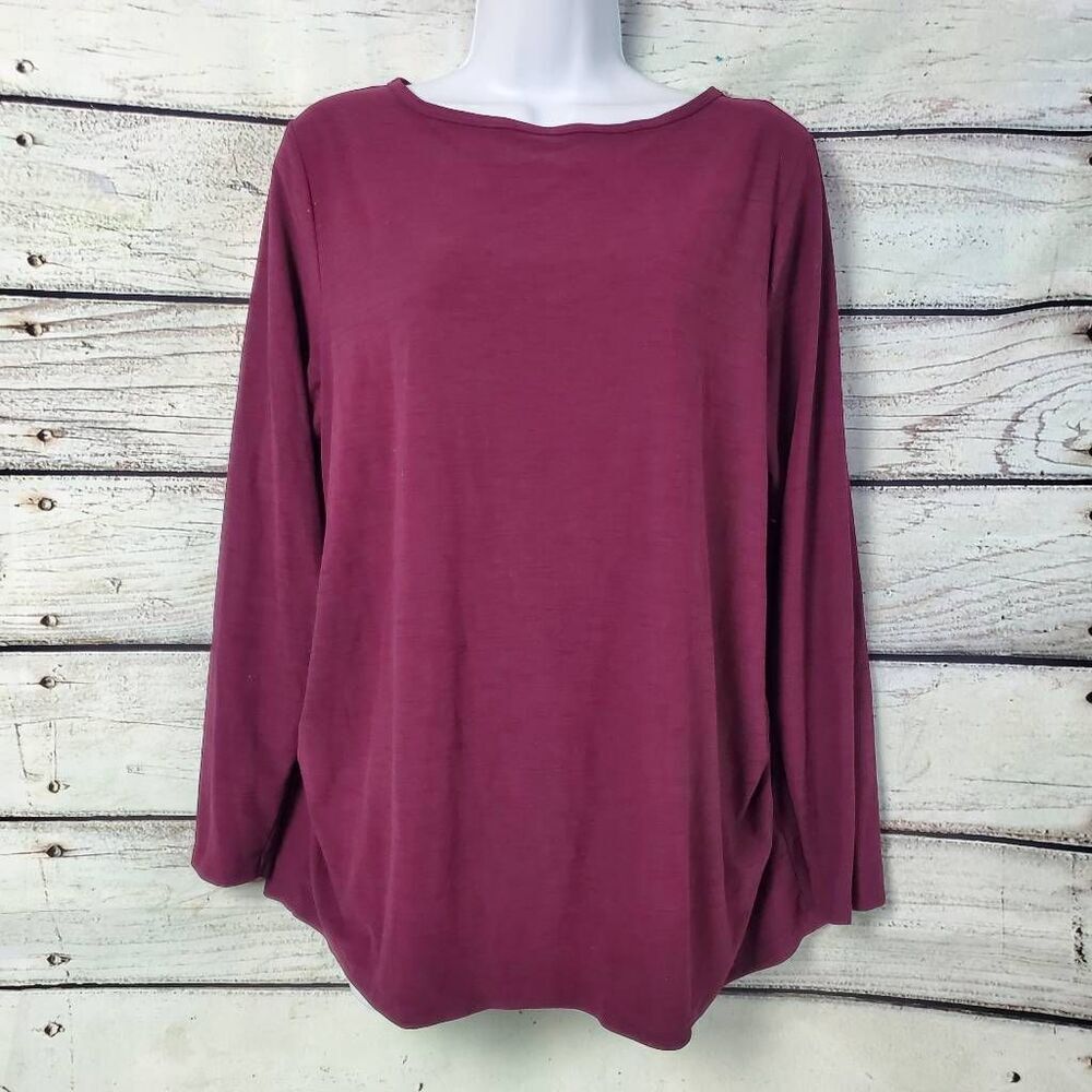 Old Navy Active Breathe On Women's L Long Sleeve Go-Dry Workout Top Purple Mesh